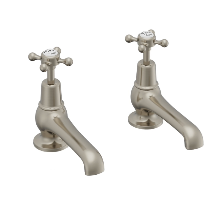 Product Cut out image of the Burlington Claremont Brushed Nickel Basin Taps 5”